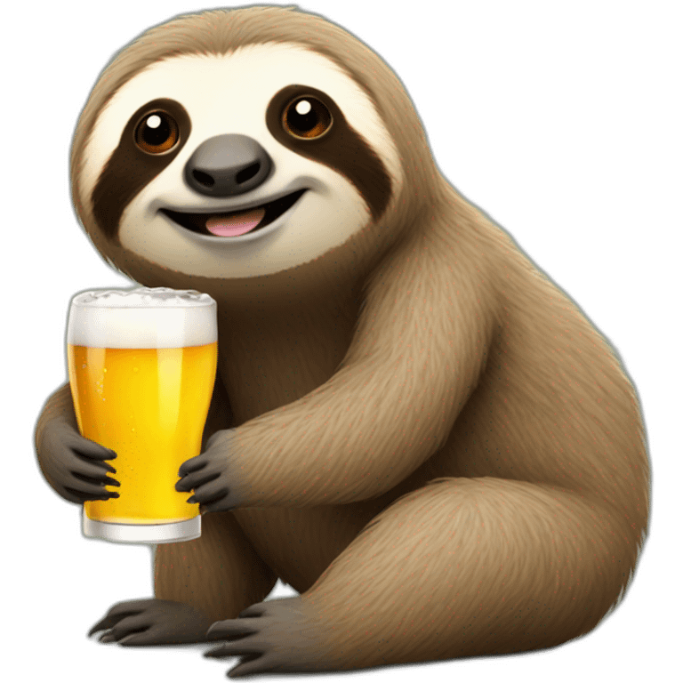 Sloth drinking beer with a caterpillar emoji