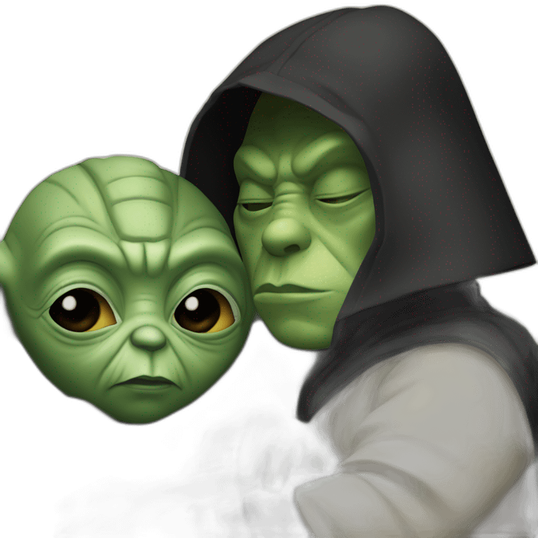 Dark vador et yoda se vaisant un calin emoji