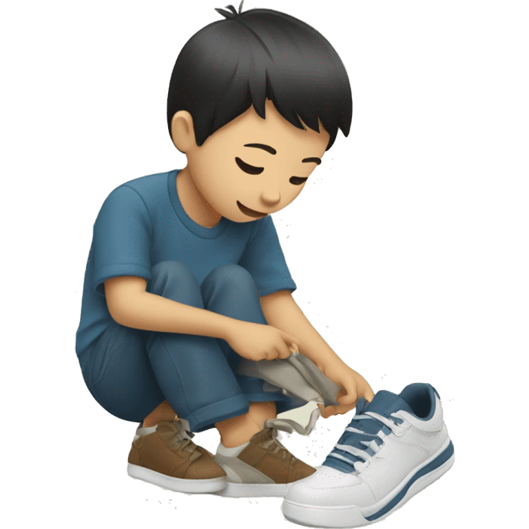 Chinese kid making shoes emoji