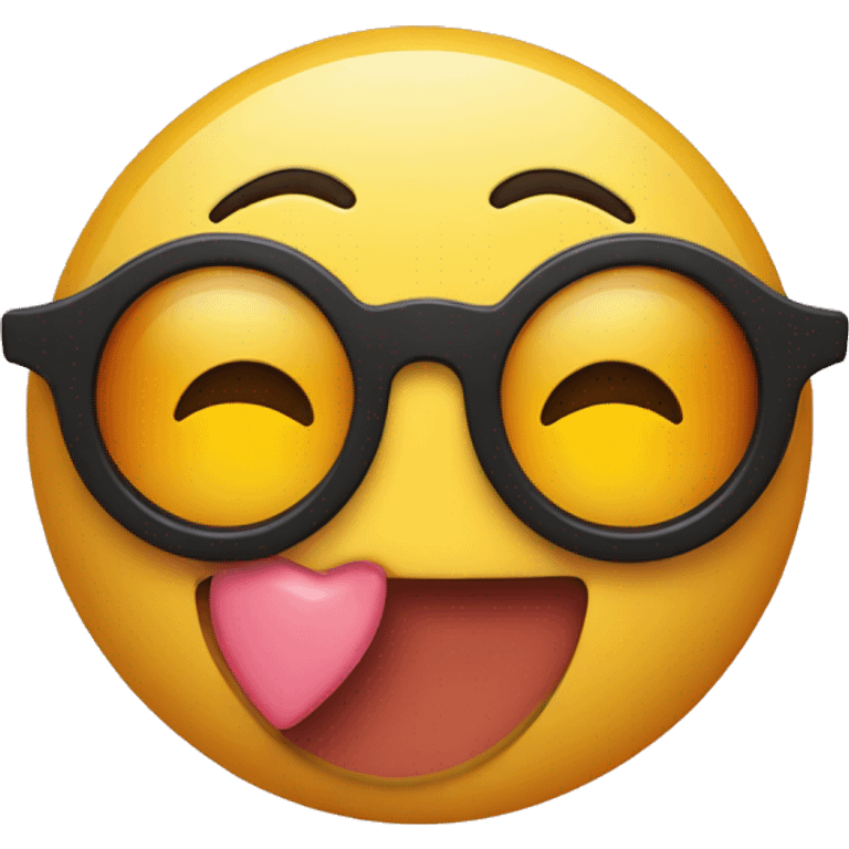 yellow circle emoji with one eye winking and one eye as a heart. they are covered by cool sunglasses and the emoji has a smile emoji