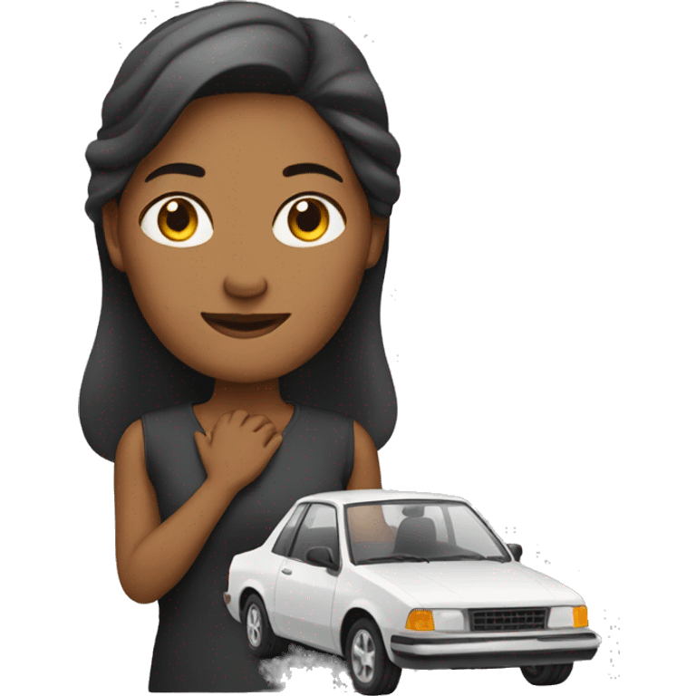 Woman holding her car emoji