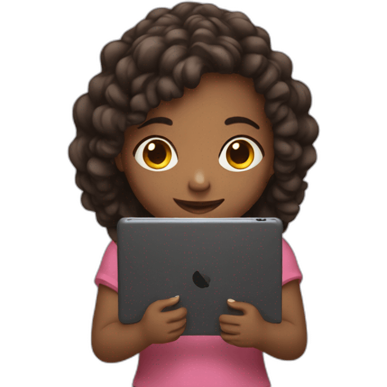 Girl holds tablet emoji