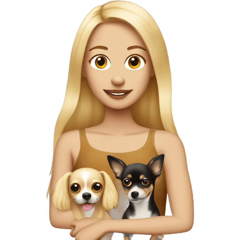 Blonde long haired woman with a chihuahua emoji