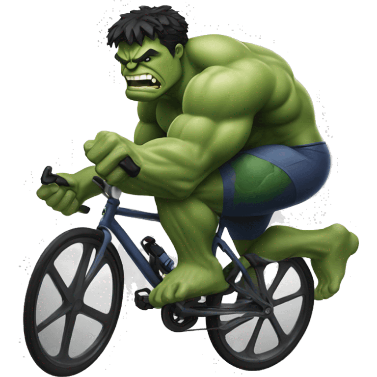 hulk cycling. hulk face in the focus emoji