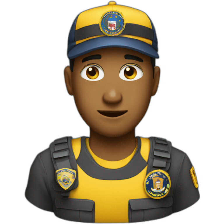 man with yellow "FBI" letters on his cap emoji