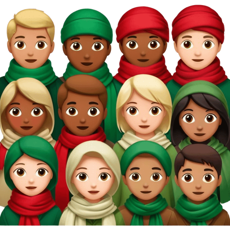 family in red-green scarfs emoji