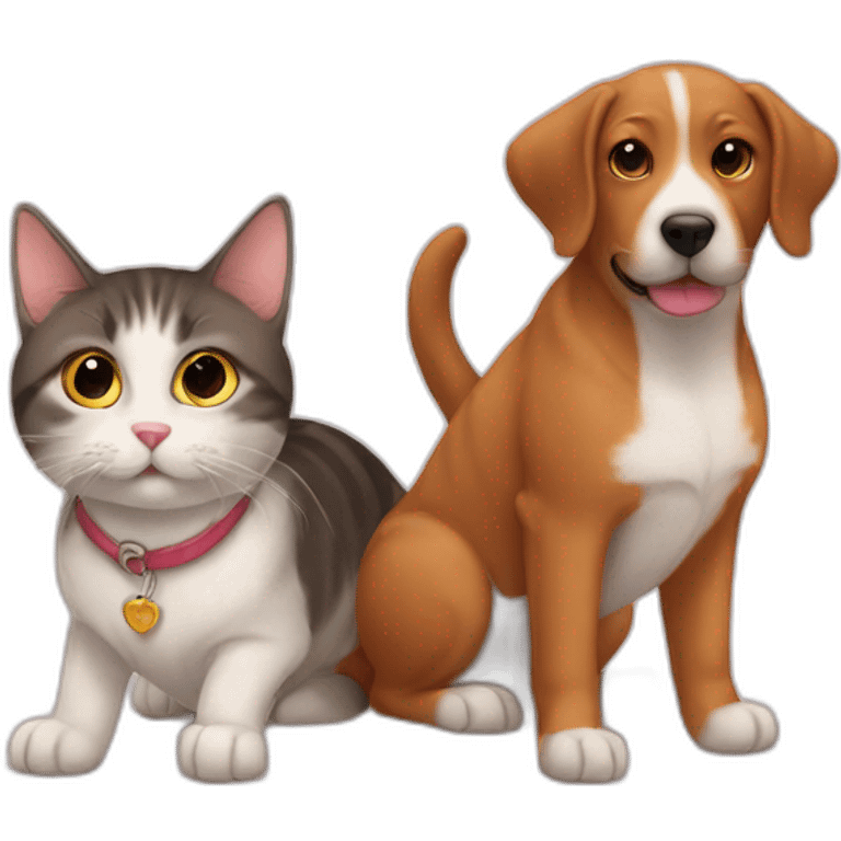 cat and dog love emoji