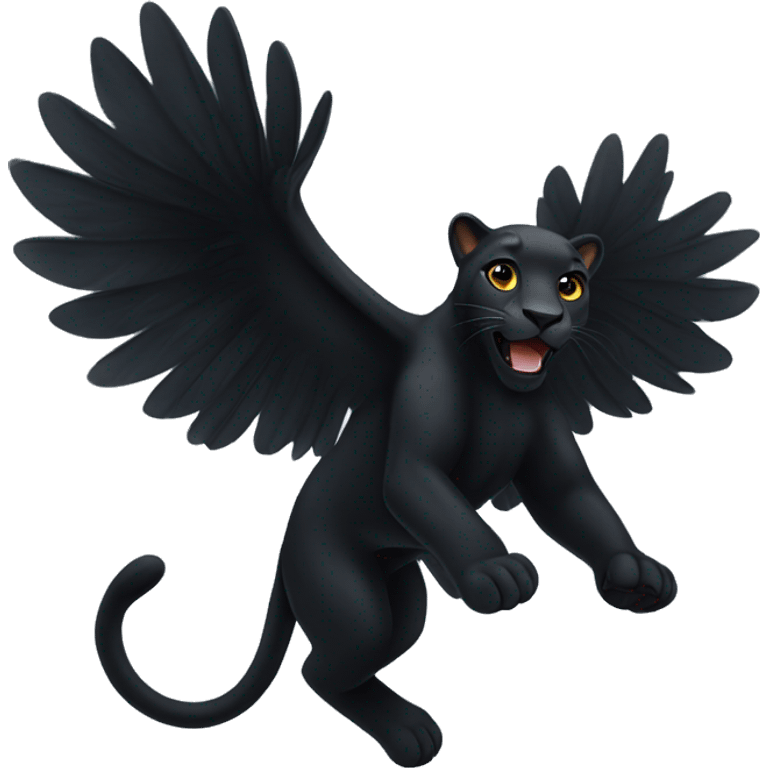 winged black leopard flying emoji