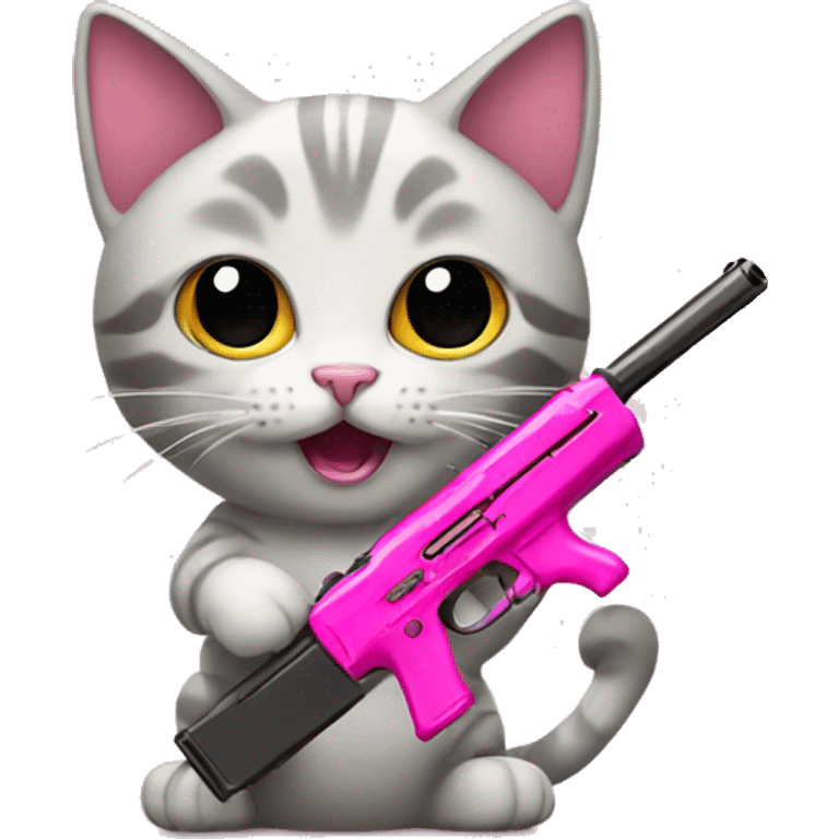 Cat whit a pink gun emoji