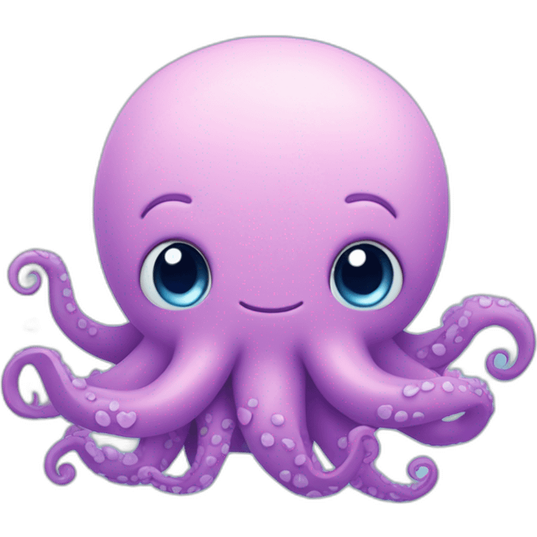 cute blue kraken with adorable face with many hearts around emoji