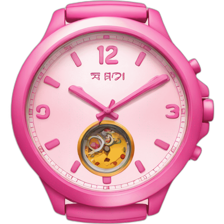 Reloj rosa emoji