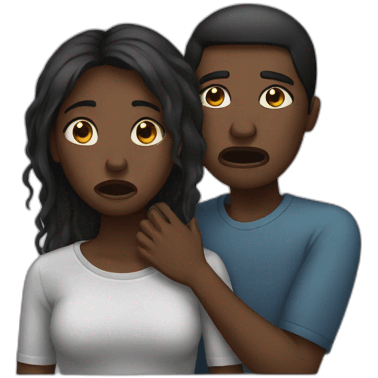 Black crying woman and man emoji