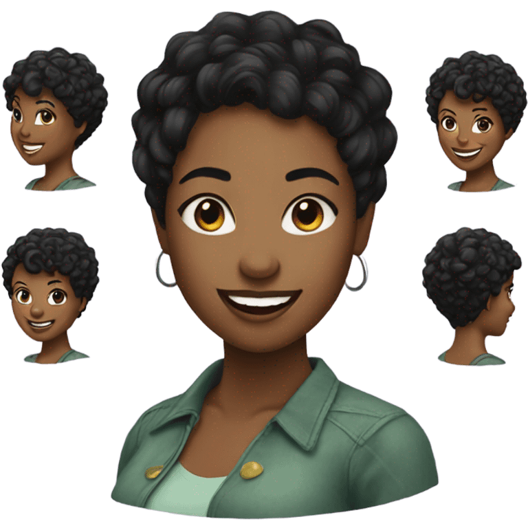 pixie cut black woman smiling emoji