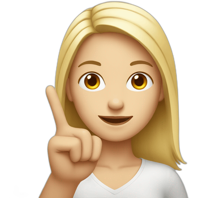 white woman shows peace with two fingers emoji