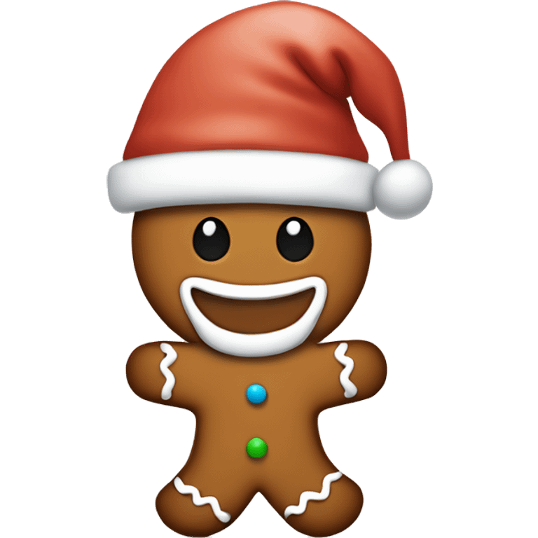 Gingerbread man with a white Santa hat emoji