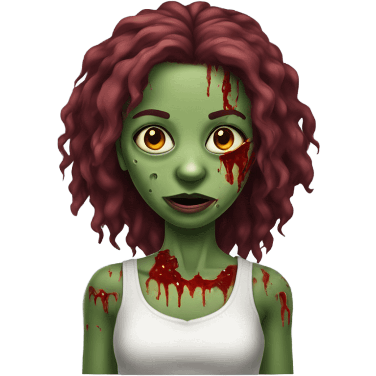 Menina zumbi de cabelo cacheado vermelho emoji