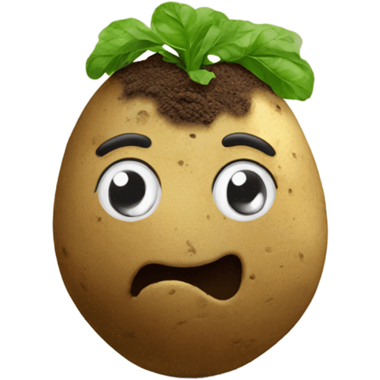 A potato with soil emoji