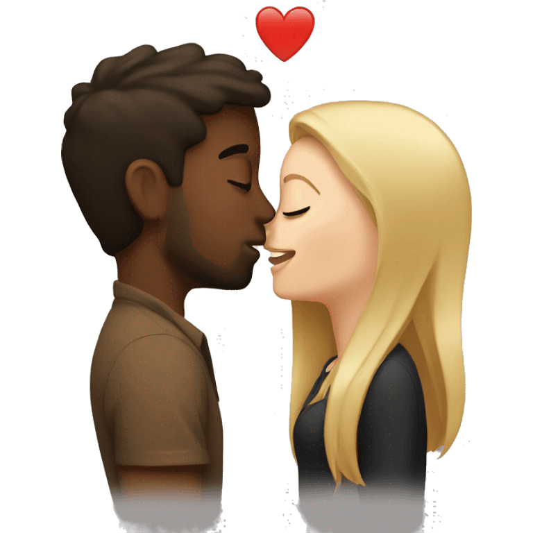 Couple kissing, brown guy and white girl  emoji