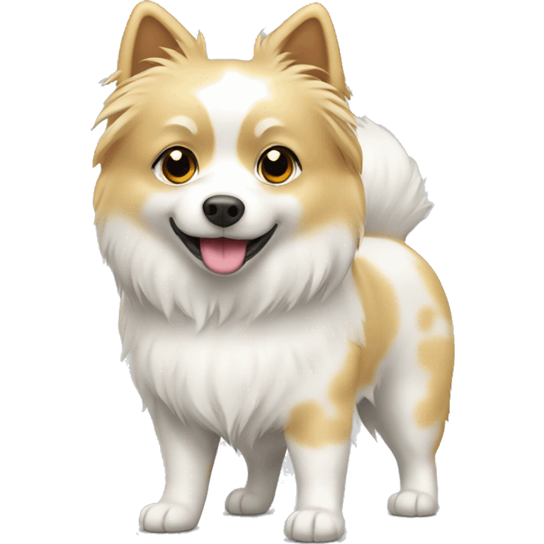 White and blonde spots spitz standing  emoji