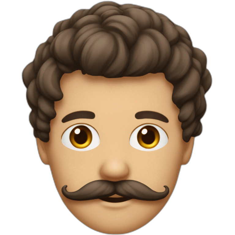 Une personne avec les cheveux court sur le côté brun avec une moustache carré en dessous du nez emoji