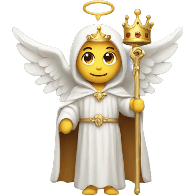 angel in robes holding a crown and a flail emoji