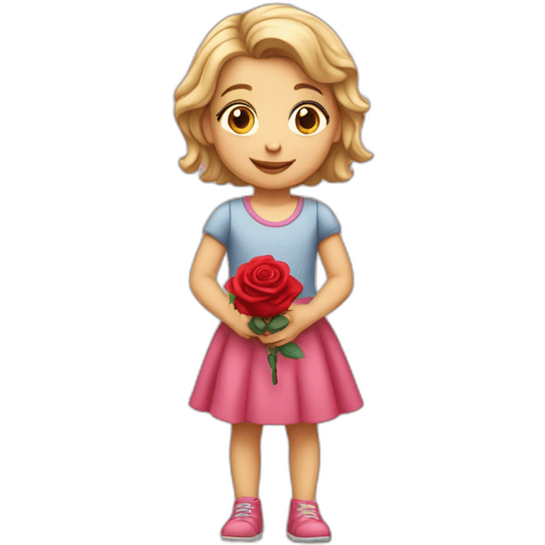 Caucasian Little girl holding rose  emoji