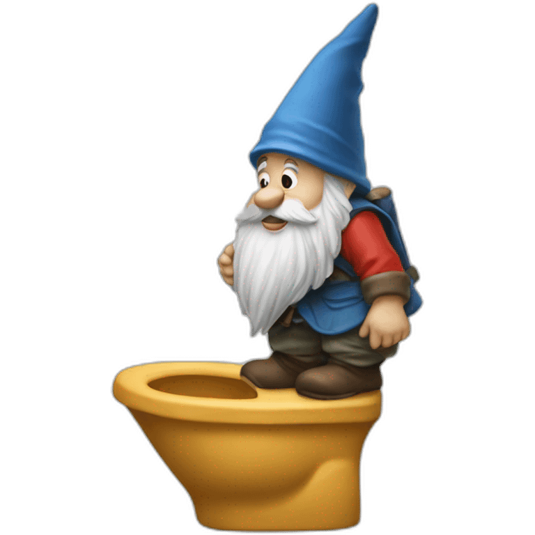 side view of gnome taking a dump emoji