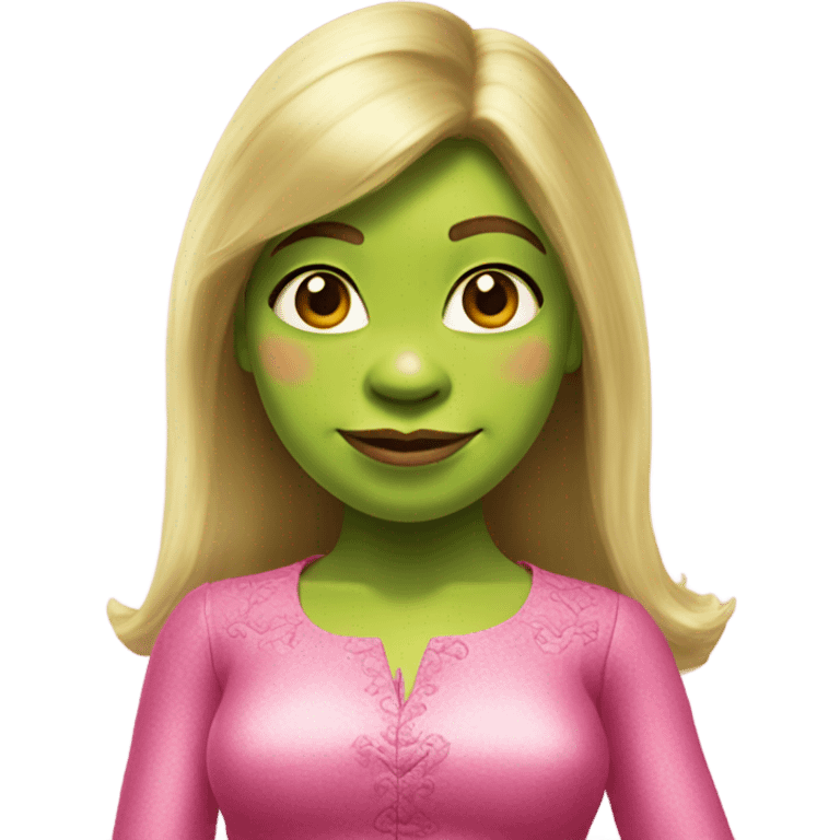 Shrek in glamour pink outfit emoji