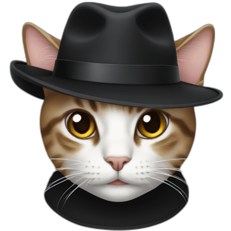 A cat with a black hat emoji