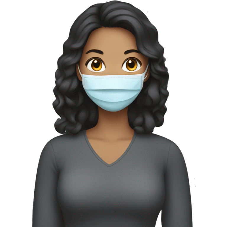 brunett woman wearing a face mask emoji