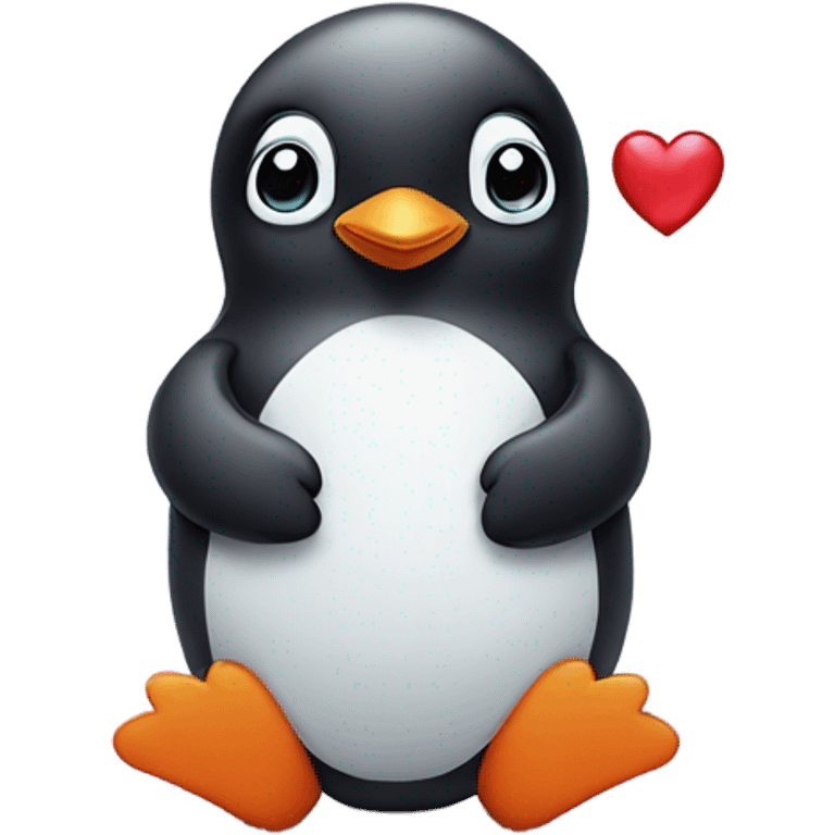 Cute baby penguin with heart in his hand emoji