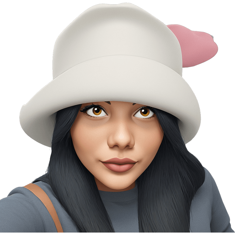 girl with black hat portrait emoji