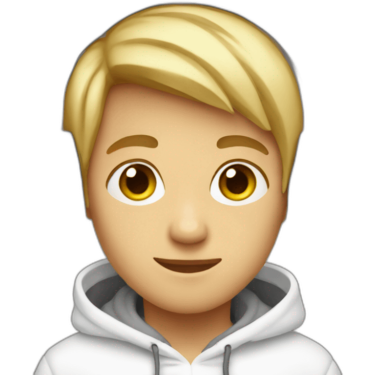 boy with a white hoodie wearing headphones  emoji