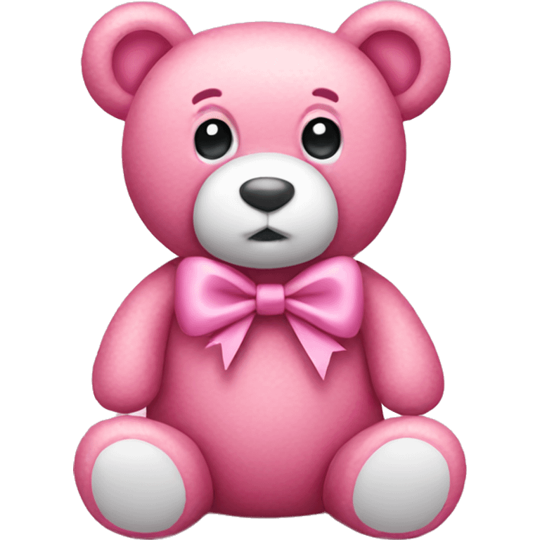 Pink teddy bear with bow emoji