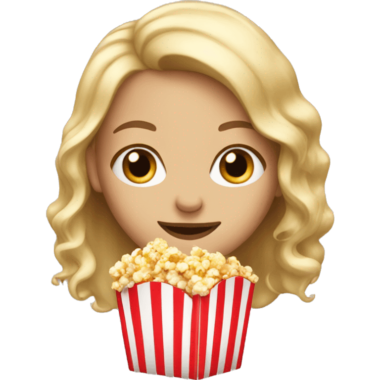 Blonde girl with a popcorn emoji