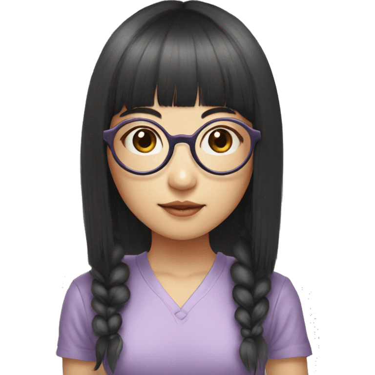 asian girl with big eyes and circular glasses and bangs emoji