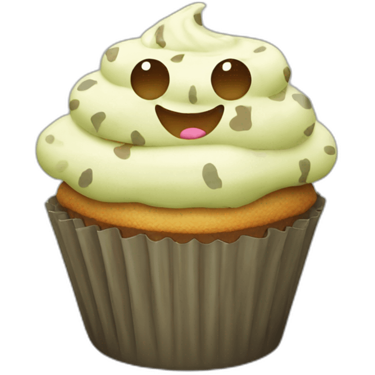 Happy cupcake with camouflage icing emoji