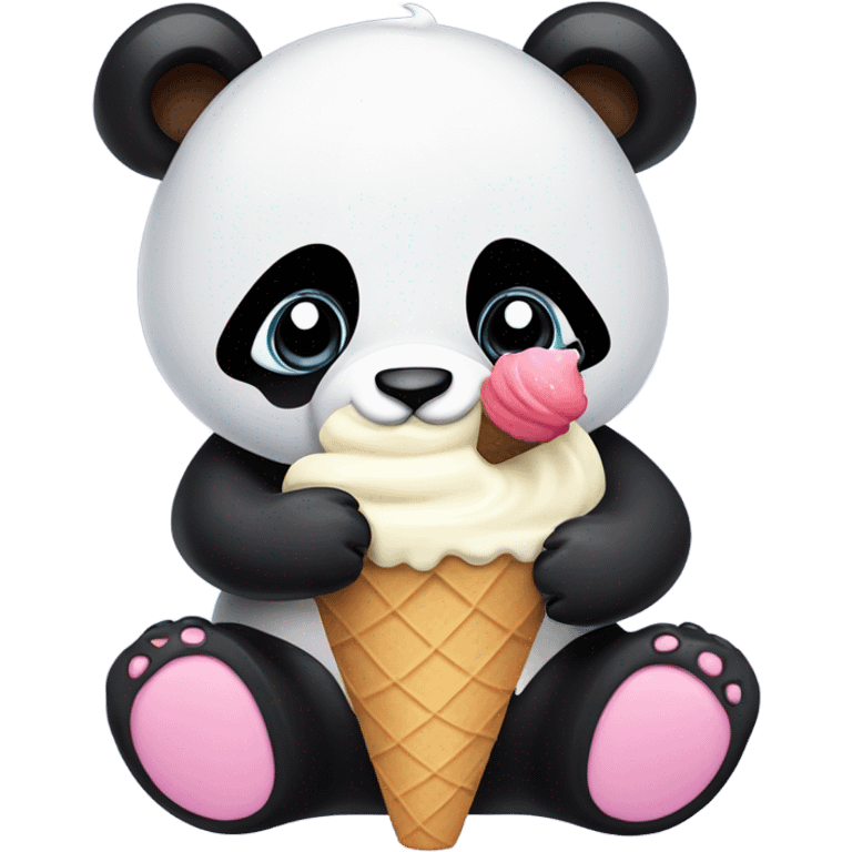 Panda eating ice cream emoji