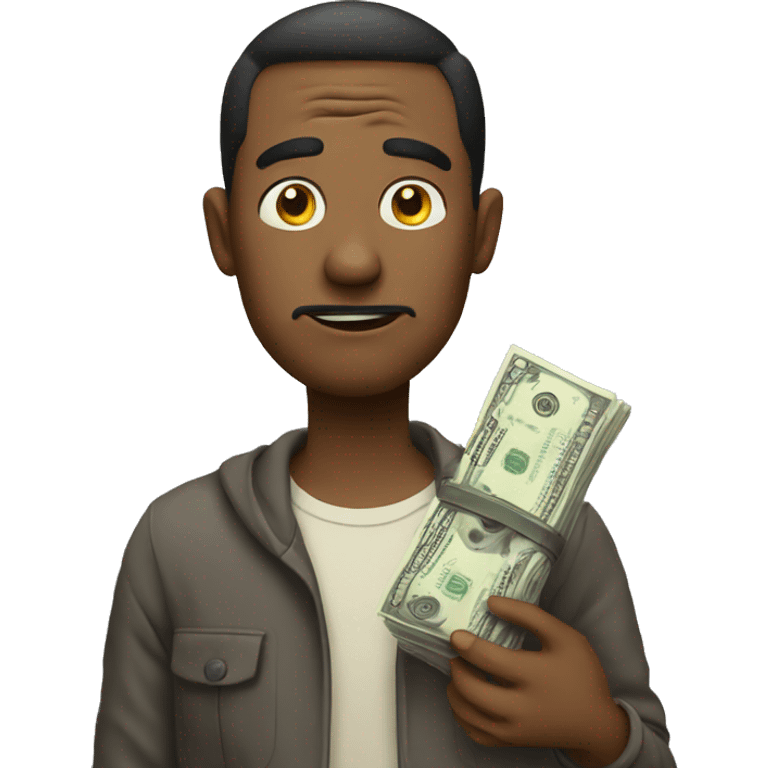 confused man with money emoji