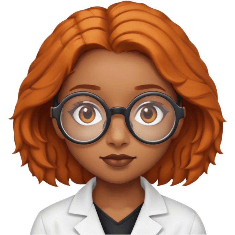 Fair-skinned, ginger, with brown eyes, black girl, with brown round tortoise shell glasses, as a scientist emoji