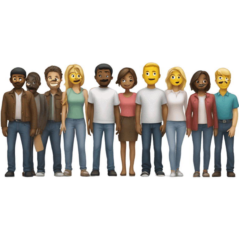 group of people standing in a row emoji