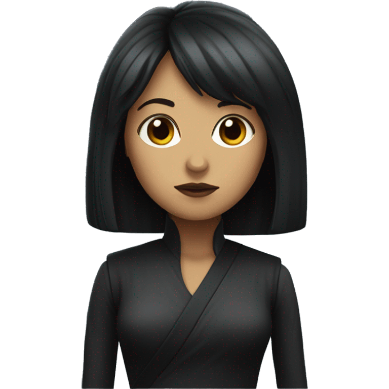 female starwars character with dark long hair and bangs emoji