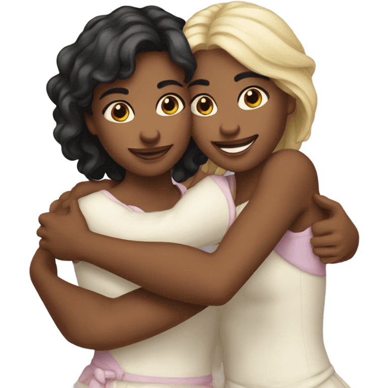 Two beautifull sisters hugging emoji