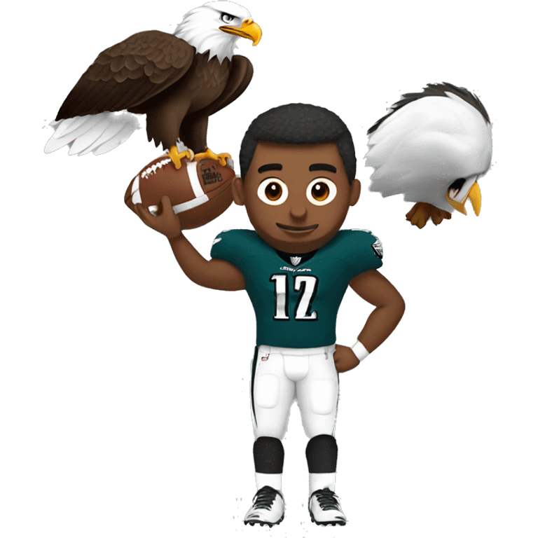 Eagles football player holding an eagle emoji