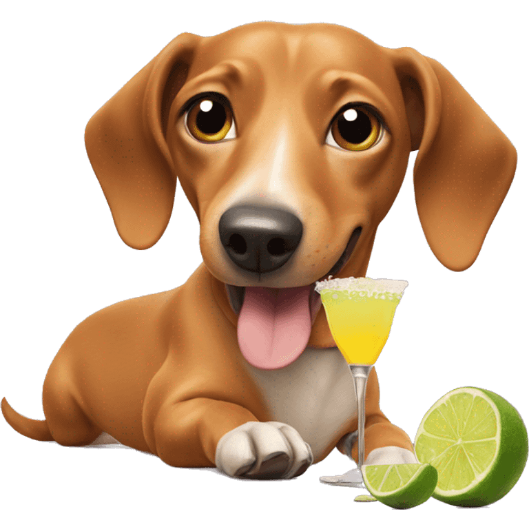 Weenie dog drinking margarita emoji