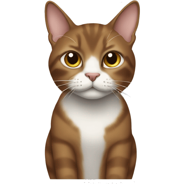 Brown cat with white muzzle and between the eyes. Brown tabby coat emoji