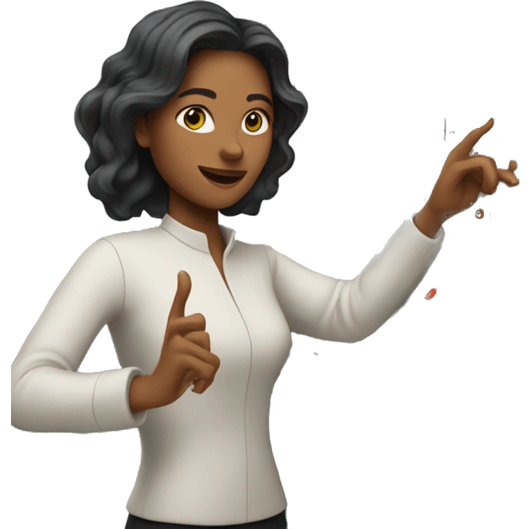 woman with hand on digital control panel  emoji