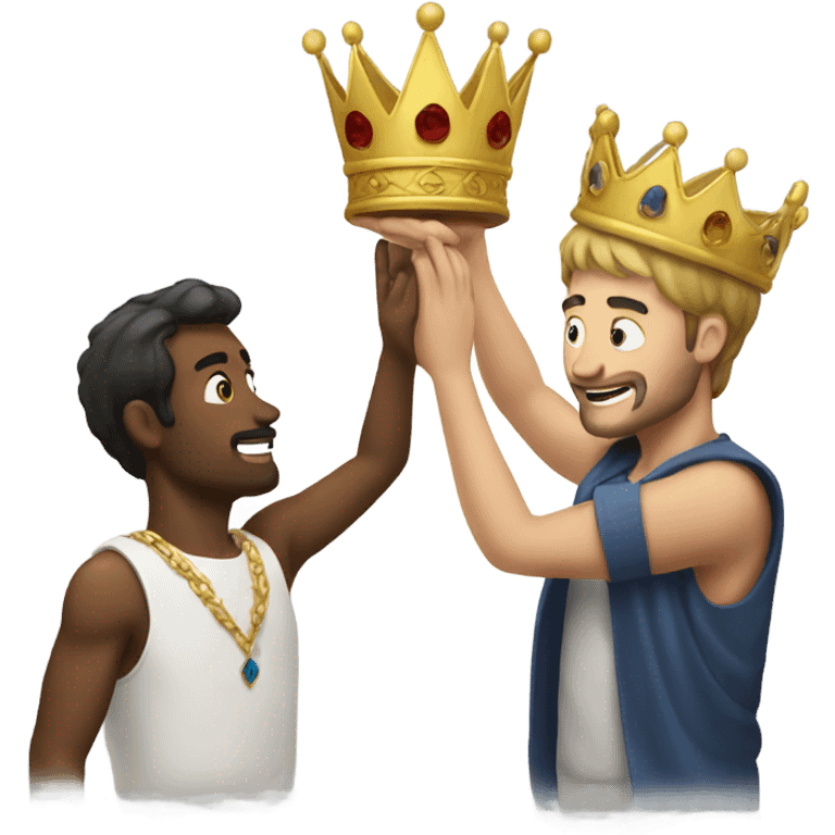 Man crowning another man emoji