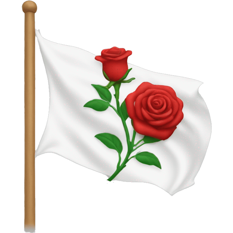 emoji white flag with red rose on the center emoji