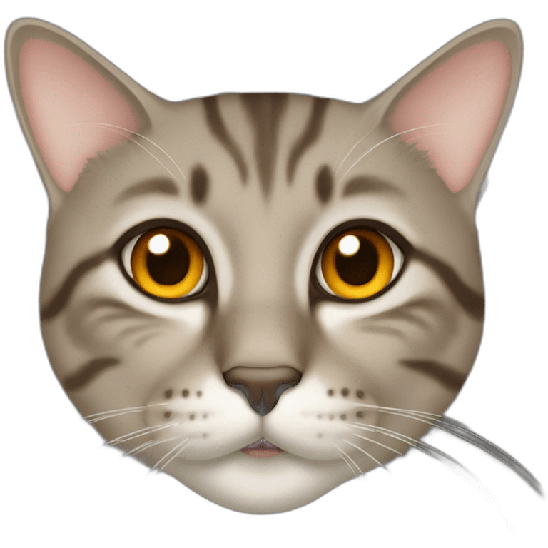 Tabby slightly brown gray cat with beige mouth and dark nose and orange golden eyes emoji